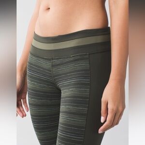 Lululemon, Give Me Qi Crop, Cyber Stripe Gator Green/Black, size 4
